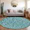 Homeroots 8' Teal Blue And Ivory Round Damask Washable Indoor Outdoor Area Rug 595195 - alternate 7