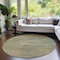 Homeroots 8' Artichoke Green Fern Green And Gold Round Abstract Washable Indoor Outdoor Area Rug 587190 - alternate 8