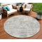 Homeroots 8' Ivory And Gray Round Abstract Washable Indoor Outdoor Area Rug 597976 - alternate 1