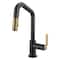 Brizo Litze Pull-Down Prep Faucet with Angle Spout, Industrial Handle Matte Black/Luxe Gold 63964LF-BLGL - alternate 2