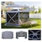 Vevor 6 Sided Pop up Gazebo Screen Tent Removable Top 12x12 ft for 8-10 Persons FY12X12Smoky Gray-6 - alternate 1