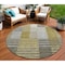 Homeroots 8' Brown Gold And Taupe Round Striped Washable Indoor Outdoor Area Rug 581685 - alternate 1