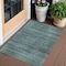 Homeroots 3' X 5' Teal Blue Aqua And Gray Striped Washable Indoor Outdoor Area Rug 588124 - alternate 1