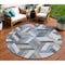 Homeroots 8' Blue Round Geometric Washable Indoor Outdoor Area Rug 608048 - alternate 1