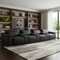 Homeroots 175" Black Italian Leather Reclining Metal USB Sofa 720412 - alternate 8
