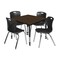 Regency Square Kee Adjustable Classroom Table W/ 4 Andy Stack Chairs, 42 in W, 30 in L, Neo Walnut TB4242NWAPBK40BK - alternate 1