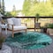 Homeroots 8' Teal Blue Aqua And Gray Round Abstract Washable Indoor Outdoor Area Rug 577249 - alternate 6