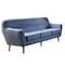 Homeroots 78" Blue Linen Sofa With Brown Legs 285658 - alternate 1