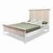 Homeroots White and Beige Shiplap Texture Distressed Solid Wood And Linen Queen Bed Frame 571387 - alternate 1