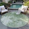 Homeroots 8' Fern Green And Artichoke Green Round Abstract Washable Indoor Outdoor Area Rug 582946 - alternate 8