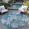 Homeroots 8' Teal Blue Gray And Ivory Round Abstract Washable Indoor Outdoor Area Rug 598000 - alternate 8