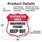 Signmission Restricted Area Shield Sign Unauthorized, 12 Inch X 12 Inch, Aluminum Metal Sign SHI-A-12-457 - alternate 5