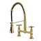 Kingston Brass Double-Handle Deck-Mount Pre-Rinse Bridge Kitchen Faucet, Brushed Brass GS1277BEX - alternate 1