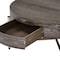 Homeroots 32" Dark Brown and Champagne Wood And Metal Round Sled Coffee Table With Drawer 490516 - alternate 5
