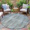 Homeroots 8' Teal Blue And Brown Round Striped Washable Indoor Outdoor Area Rug 631565 - alternate 6