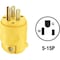 Leviton 15A 125V 3-Wire 2-Pole Residential Grade Cord Plug Yellow 000-515PV - alternate 1