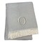 Homeroots 55" X 70" Gray White Herringbone Cotton Blend O Initial Throw Blanket with Tassels Embroidery 655538 - alternate 1