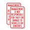 Signmission Management Is Not Responsible for Theft or Damage to Ve, 18'' X 24'', Heavy Gauge Aluminum, 2PK A-1824-2PACK-23878 - alternate 1