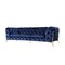 Homeroots 97" Blue Velvet Sofa With Gold Legs 480927 - alternate 1