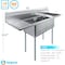 Amgood 72 in. x 23.5 in. Stainless Steel Two Compartment Sink with 18 in. x 18 in. Bowls and Left and Right Drainboards SINK S2C-181812-18LR-NF-Z - alternate 5