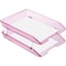 Acrimet Facility 2 Tier Letter Tray Front Load Letter Size Desktop File Organizer Plastic Clear Pink 263.8 - alternate 6