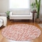 Homeroots 8' Coral Pink And Ivory Round Abstract Washable Indoor Outdoor Area Rug 602559 - alternate 7