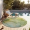 Homeroots 8' Round Green Round Abstract Washable Non Skid Indoor Outdoor Area Rug 559807 - alternate 7