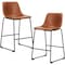 Simple Deluxe Counter Height Bar Stools Set of 2, 26 Inch Modern Bar Chairs with Metal Legs and Footrest, Armless 3A88CHAIR6013BRN02 - alternate 1