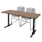 Regency Cain T-Base Training Seminar Table W/ 2 Zeng Stack Chairs, 72 in W, 24 in L, Noble Oak MTRCT7224NO44GY - alternate 1