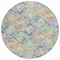 Homeroots 8' Beige Blue And Green Round Geometric Washable Indoor Outdoor Area Rug 609120 - alternate 8