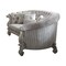 Homeroots 55" Ivory Velvet Curved Floral Sofa And Toss Pillows With Gray Legs 348228 - alternate 1