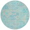 Homeroots 8' Teal Blue And Pink Round Floral Medallion Washable Indoor Outdoor Area Rug 616636 - alternate 9