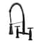 Kingston Brass Double-Handle Deck-Mount Pre-Rinse Bridge Kitchen Faucet, Matte Black GS1270BEX - alternate 1