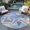 Homeroots 8' Brown Teal Blue And Ivory Round Geometric Washable Indoor Outdoor Area Rug 617952 - alternate 8