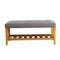 Homeroots 40in Gray and Brown Linen Blend and Solid Wood Upholstered Storage Bench With Shelves 286432 - alternate 1