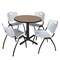 Regency Round Cain Breakroom Table W/ 4 M Stack Chairs, 30 in W, 30 in L, Noble Oak TB30RNDNO47GY - alternate 1