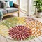 Homeroots 5' Red Yellow Green Orange And Ivory Round Floral Indoor Outdoor Area Rug 546662 - alternate 7