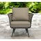 Homeroots 32" Gray And Taupe Woven Aluminum Outdoor Arm Chair with Taupe Cushion 556638 - alternate 1