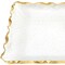 Homeroots 14in Clear and Gold Bubble Glass Scalloped Rim Rectangular Tray 390098 - alternate 4