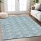 Homeroots 8' X 10' Teal Blue And Ivory Geometric Washable Indoor Outdoor Area Rug 595040 - alternate 9