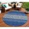 Homeroots 8' Navy Blue Ivory And Beige Round Southwestern Washable Indoor Outdoor Area Rug 613929 - alternate 1