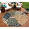 Homeroots 8' Blue Green And Orange Round Floral Indoor Outdoor Area Rug 548059 - alternate 9