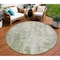 Homeroots 8' Green And Ivory Round Abstract Washable Indoor Outdoor Area Rug 612324 - alternate 1