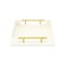 Homeroots 16" Ivory And Gold Geometric Print Handmade Serving Tray With Handles 625658 - alternate 7