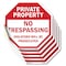 Signmission Private Property No Trespassing Vio, 4 inch X 4 inch, Vinyl Decal, 5PK OC-D-5PACK-4-94 - alternate 1