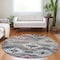 Homeroots 8' Gray Charcoal And Silver Round Southwestern Washable Indoor Outdoor Area Rug 588680 - alternate 8