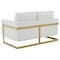 Leisuremod Lincoln Upholstered Leather Loveseat with Gold Frame, White LA55W-L - alternate 7