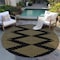 Homeroots 8' Black And Beige Round Geometric Washable Indoor Outdoor Area Rug 598724 - alternate 7