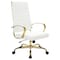Leisuremod Benmar High-Back Leather Office Chair with Gold Frame, White BOTG19WL - alternate 1