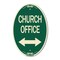 Signmission Church Parking With Bidirectional Arrow, 12 In X 18 In Architectural Oval, Heavy Gauge Aluminum A-OV-G-1218-24273 - alternate 1